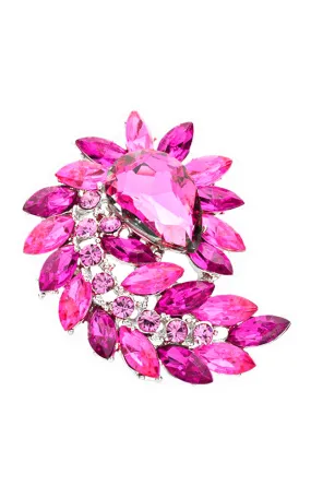 06233 Fuchsia Crystal Marquise Cluster Brooch