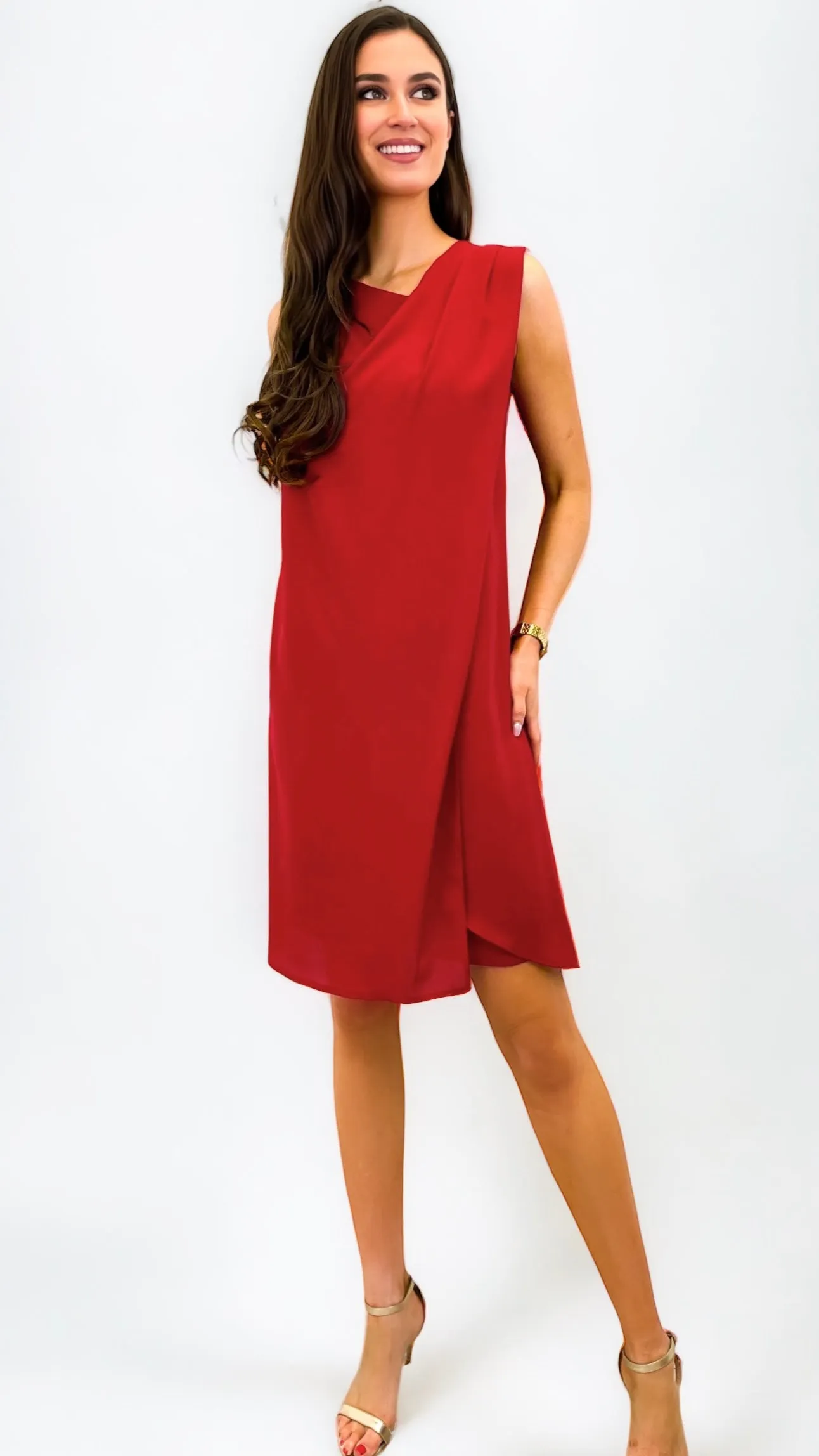 4-A0945 Lindsay Red Shift Dress