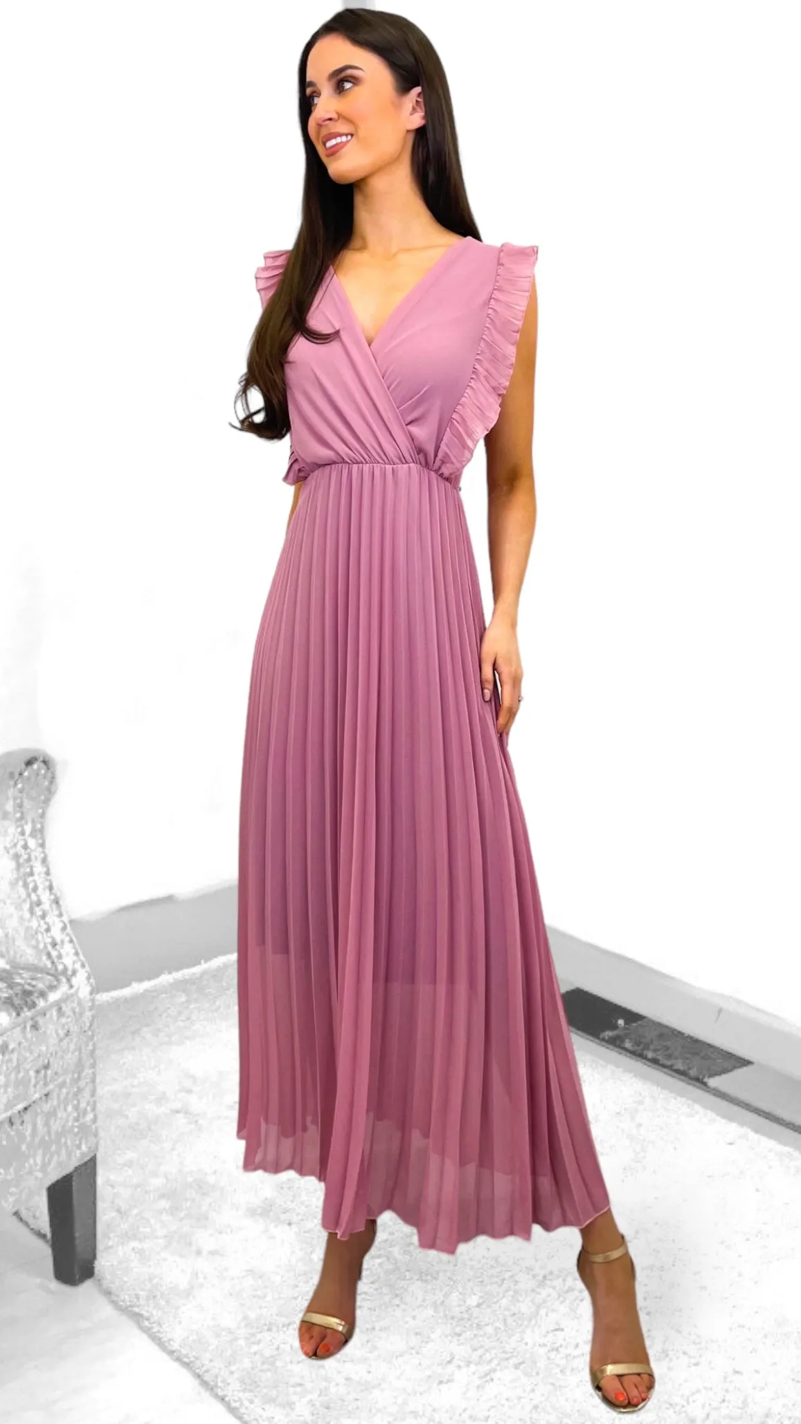 4-A1365JJ Giada Blush Frill Midi Dress