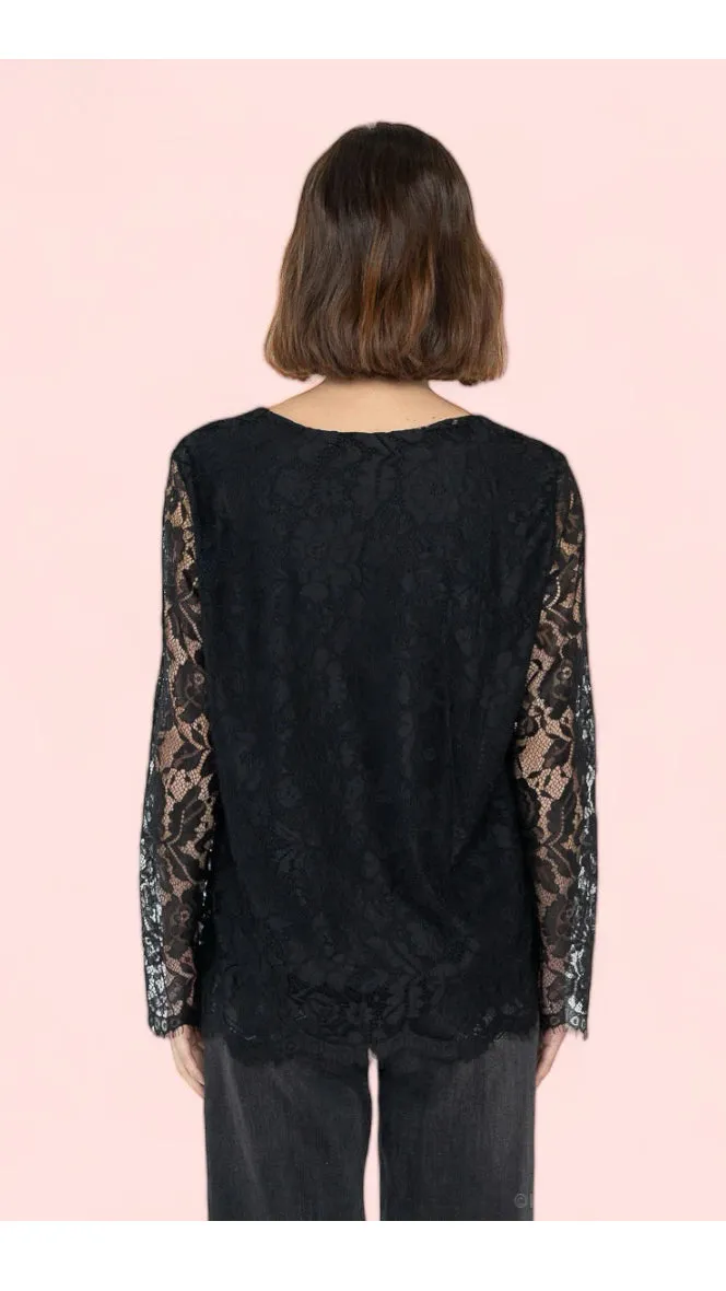 4-A1487 Black Lace Top