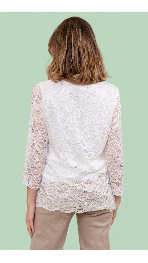 4-A1488 White Lace Top