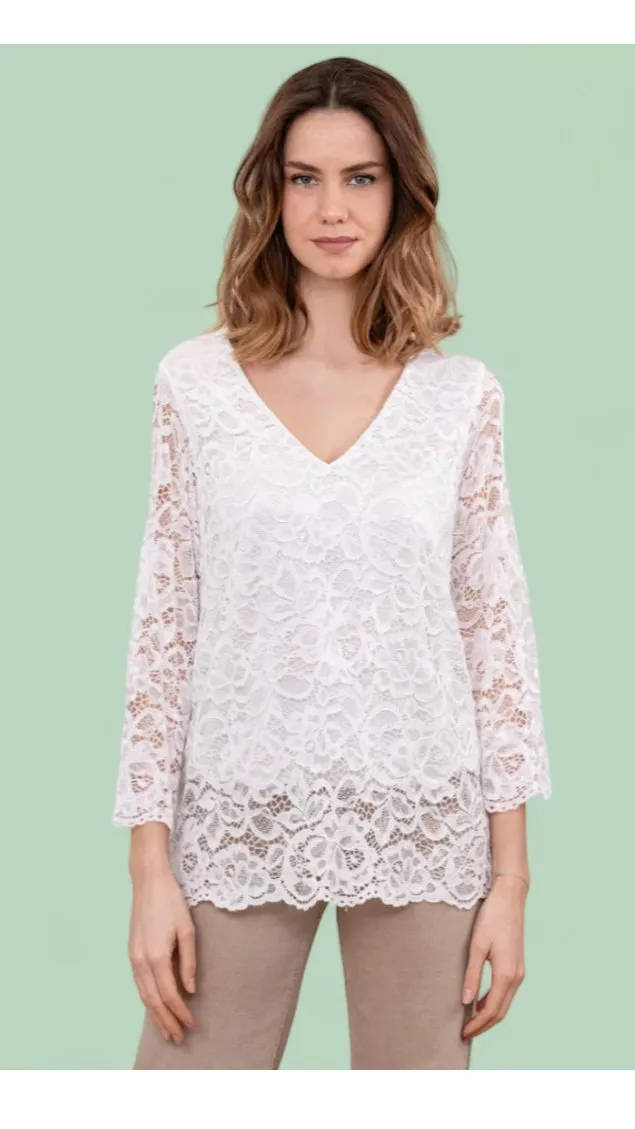 4-A1488 White Lace Top