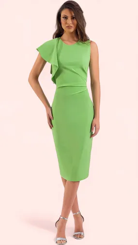 5-A1540 Pistachio Ruffle Pencil Dress