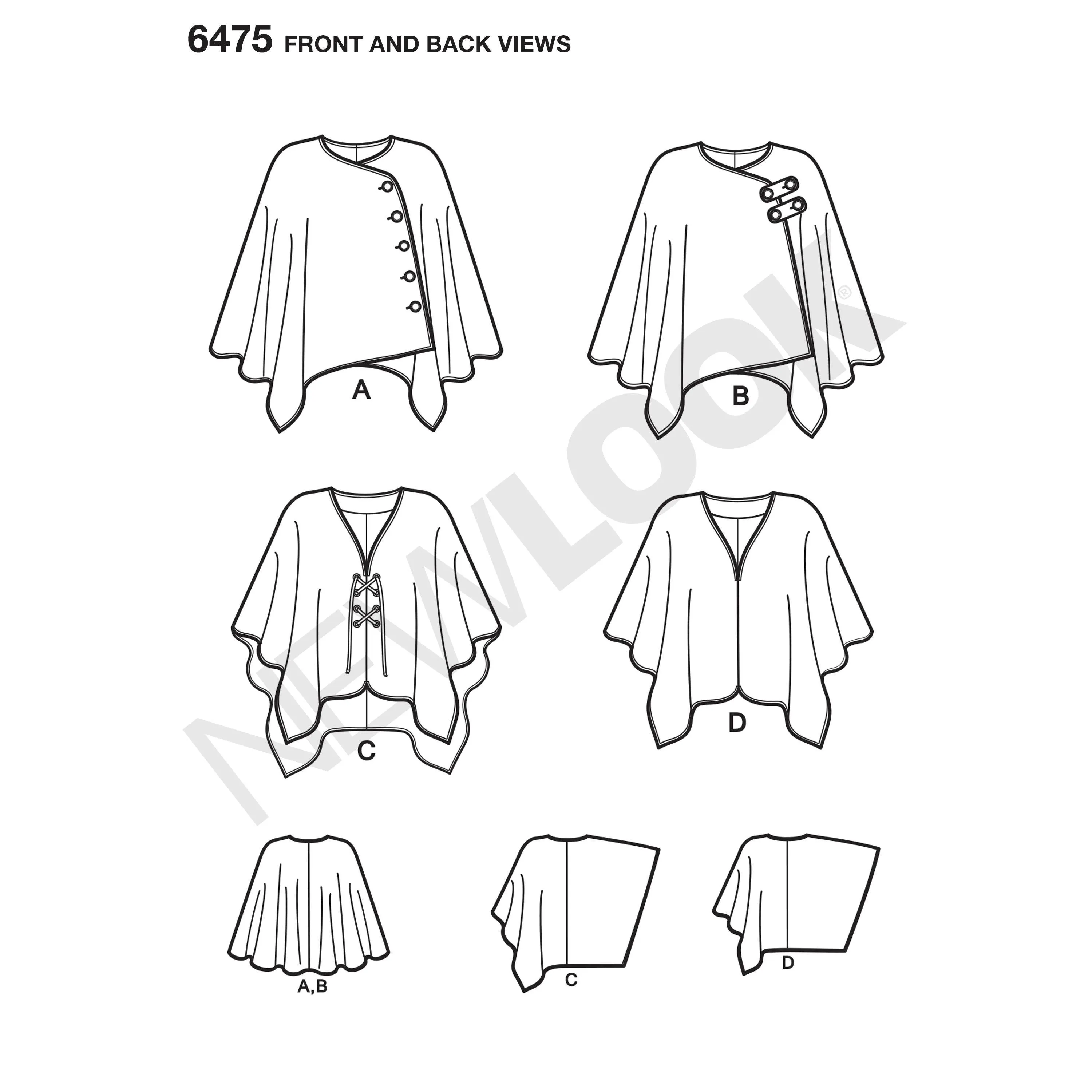 6475 New Look Pattern 6475 Misses' Easy Poncho and Cape