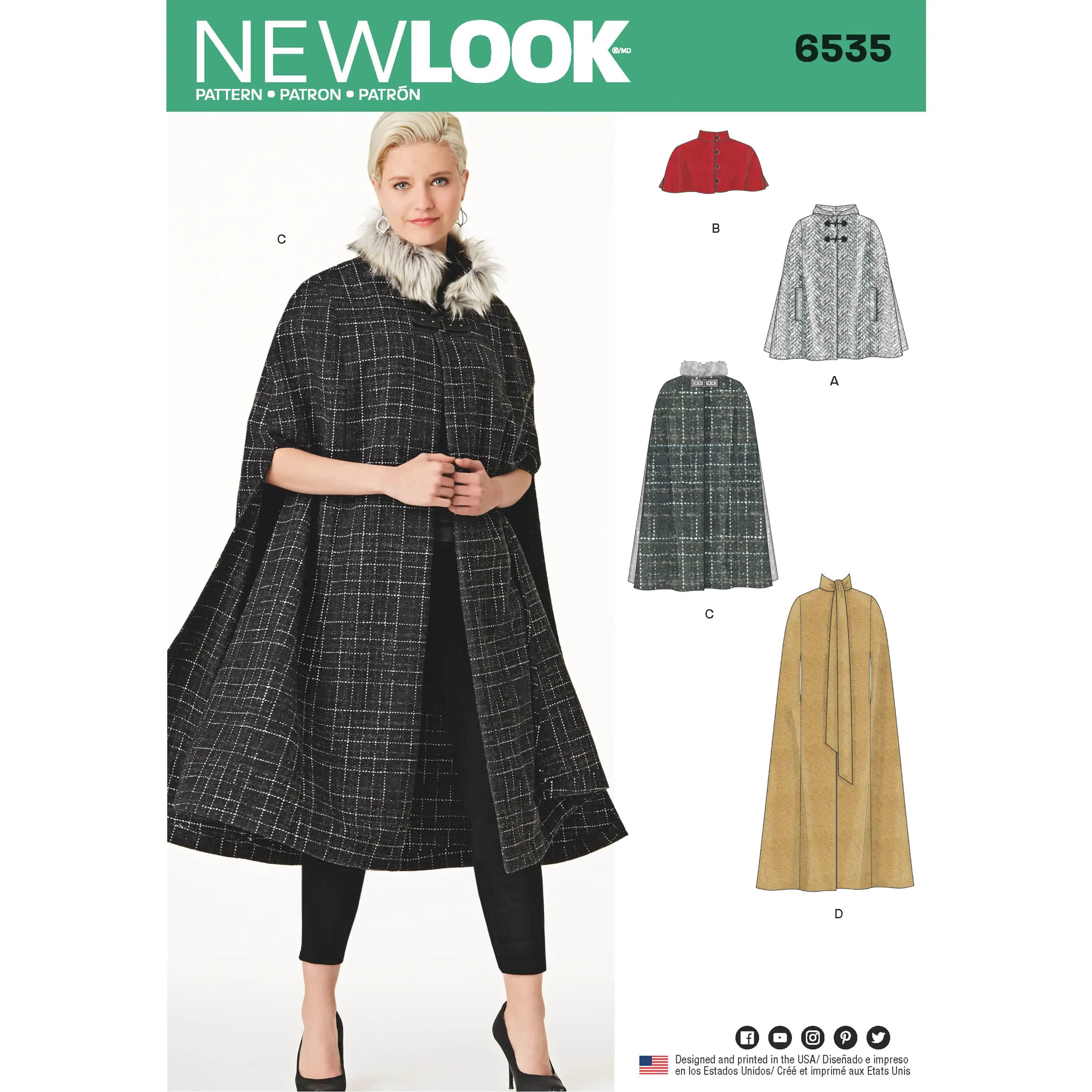 6535 New Look Pattern 6535 Women's Capes in Four Lengths