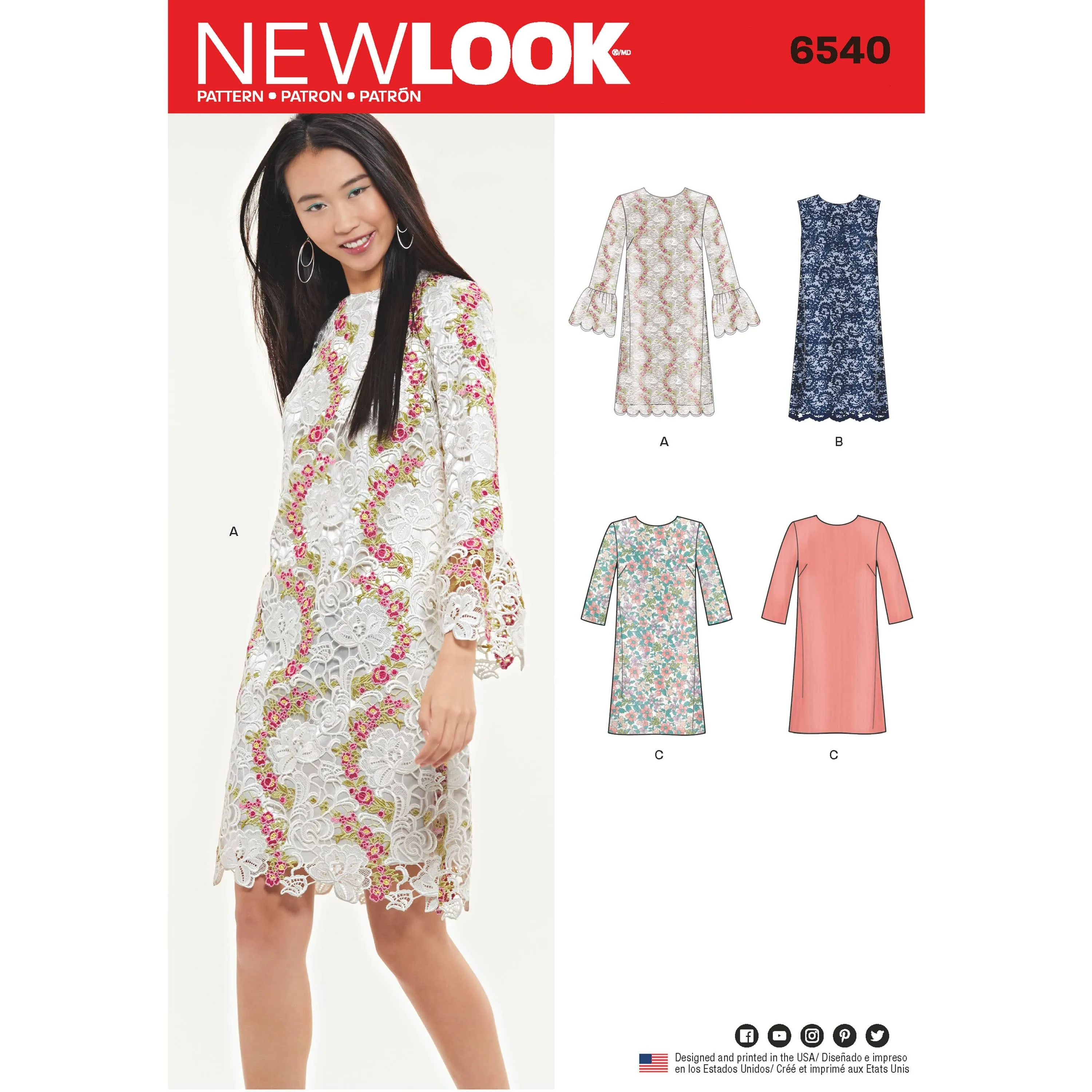 6540 New Look Pattern 6540 Misses' Shift Dress