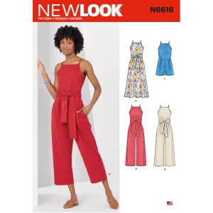 6616 New Look Sewing Pattern N6616 Misses' Dress And Jumpsuit