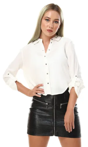 93124 Plain Full Sleeves Buttoned Shirt - Off White