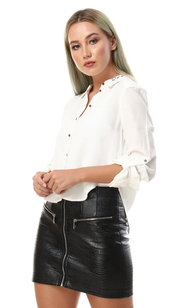 93124 Plain Full Sleeves Buttoned Shirt - Off White