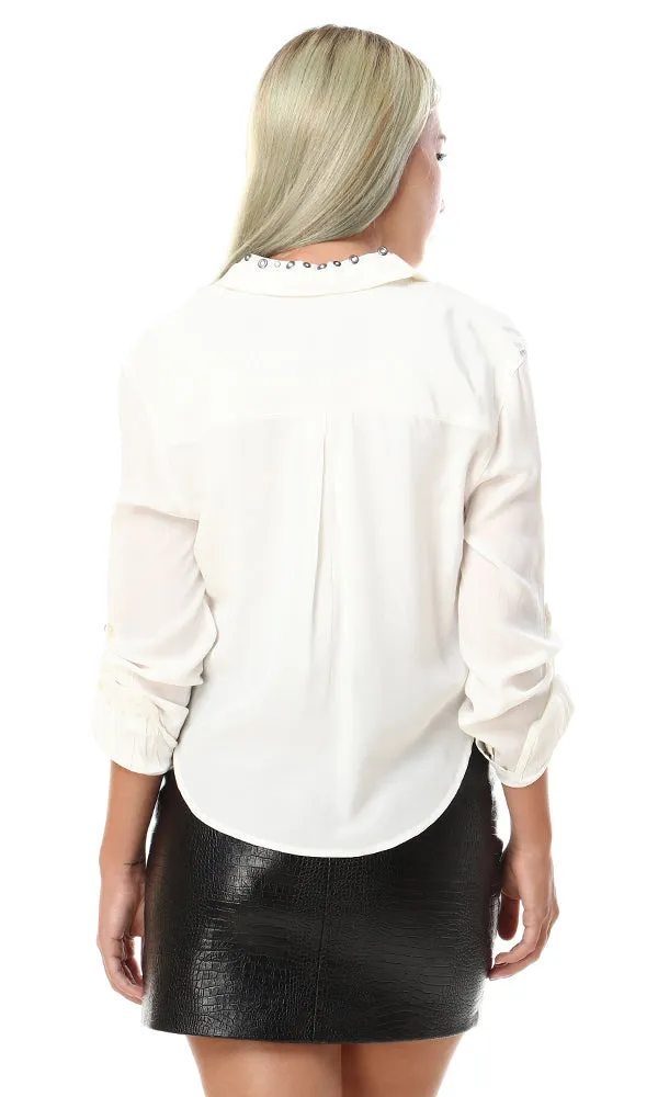 93124 Plain Full Sleeves Buttoned Shirt - Off White