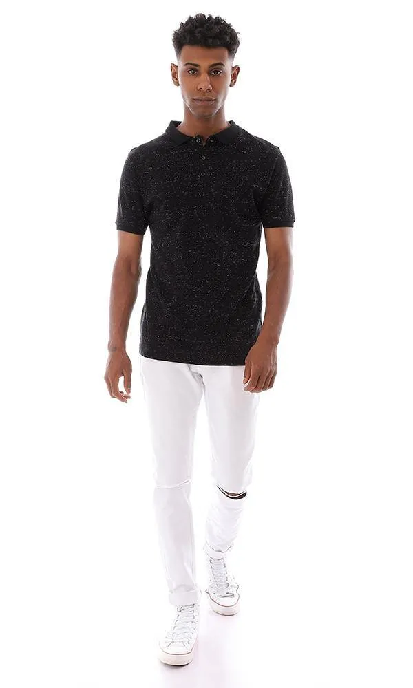 94663 Pique Heather Black Classic Collar Polo Shirt