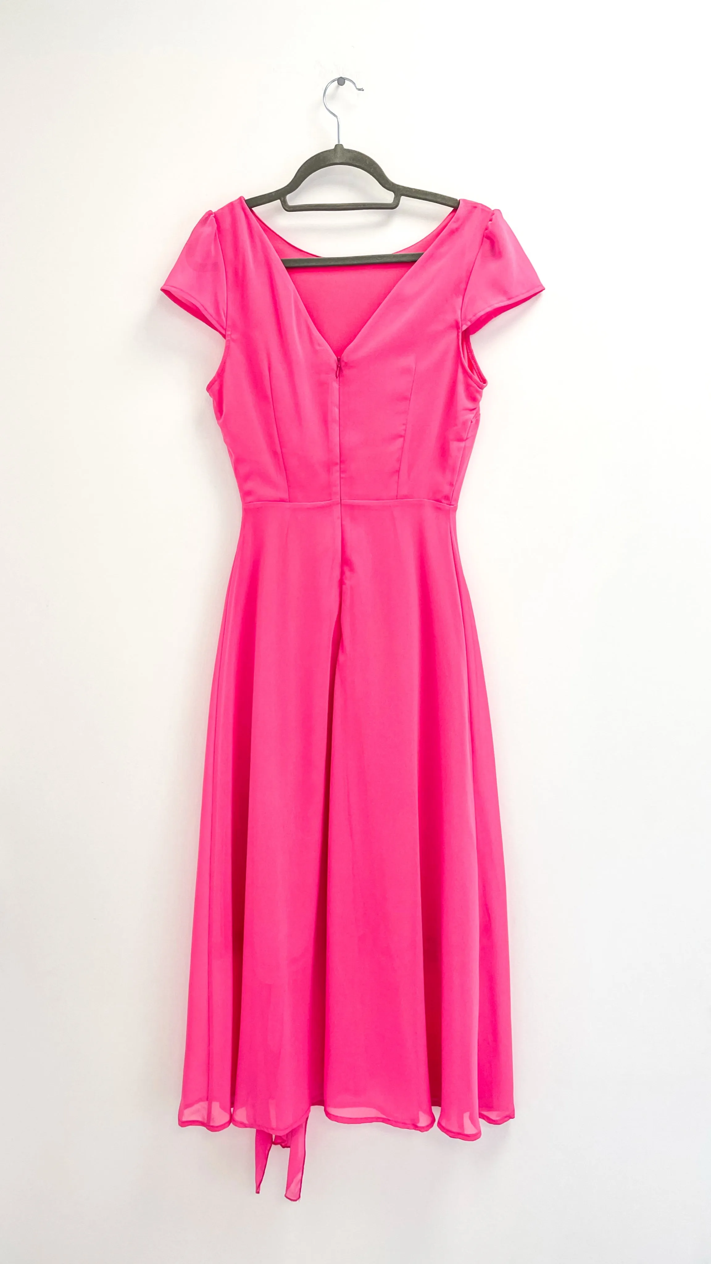 A1763 Bevin Pink Ruffle Flare Dress