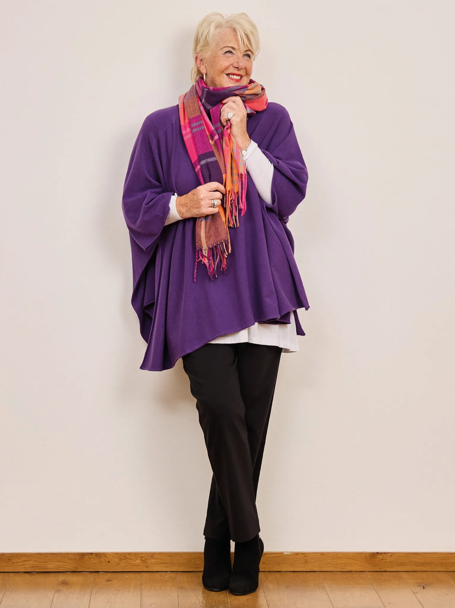 Adriana Knitted Poncho - Purple