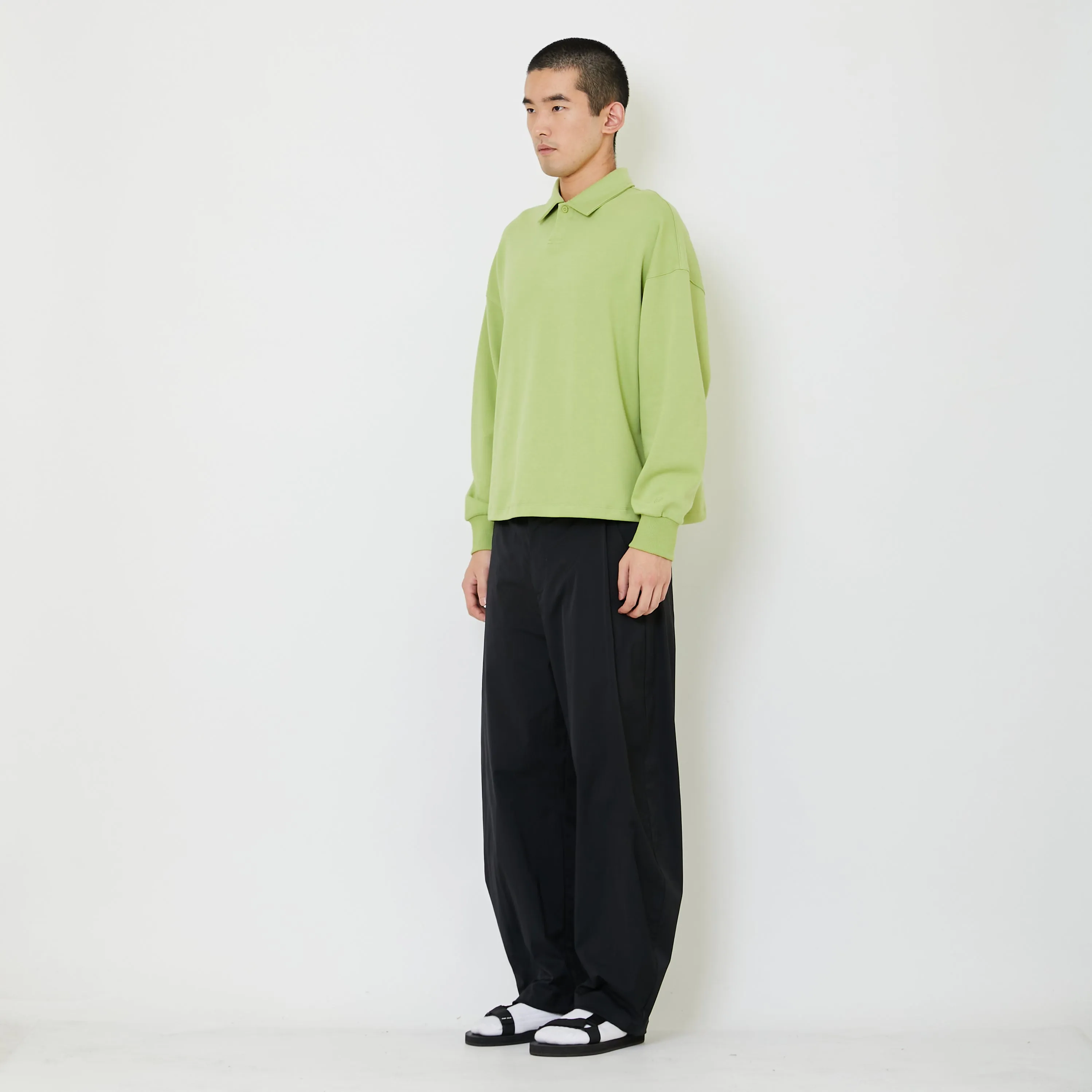 Adult Genderless Cropped Polo Sweater - Avocado - SU2408002B