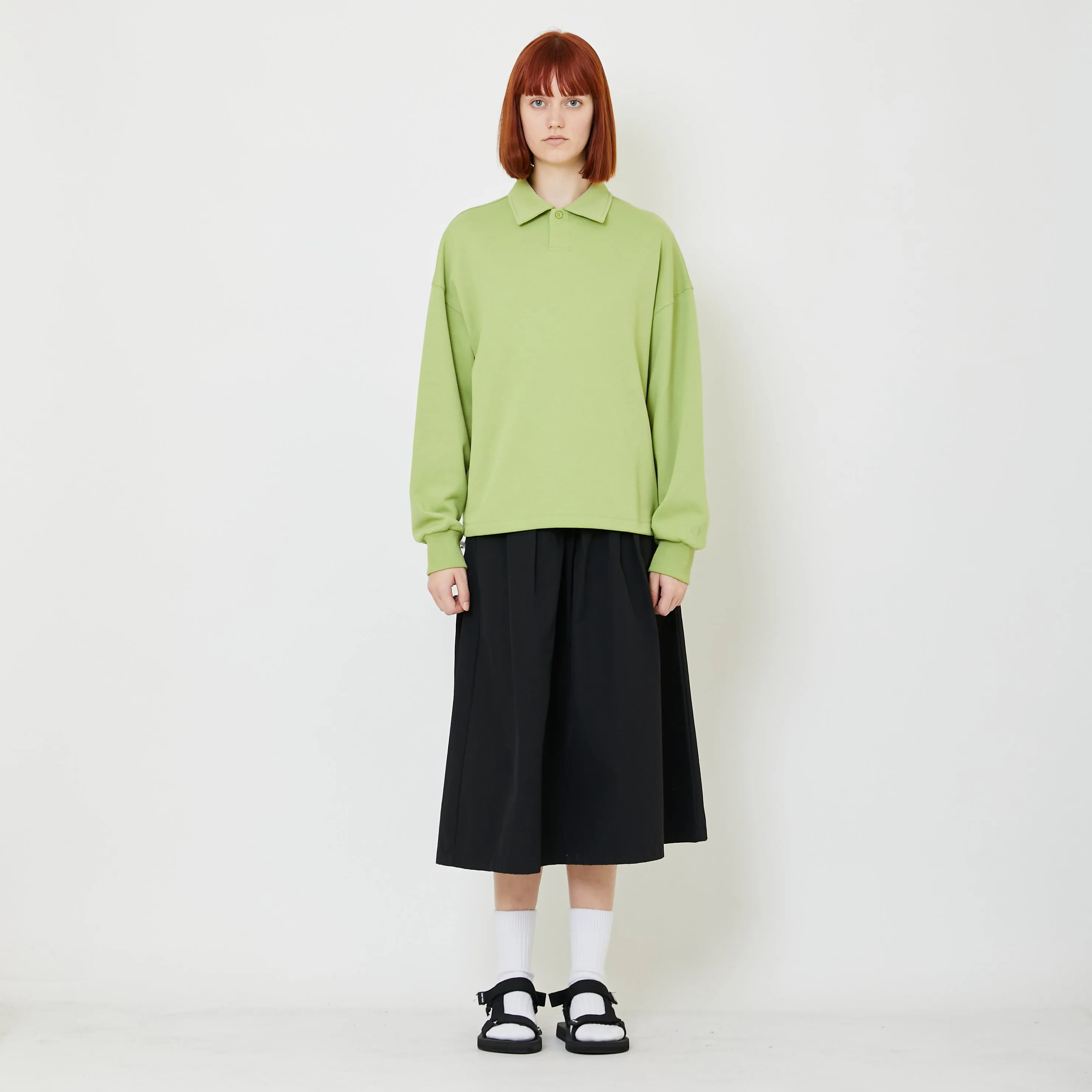 Adult Genderless Cropped Polo Sweater - Avocado - SU2408002B