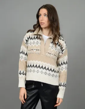 Adwoa Long Sleeve V-Neck Polo Sweater