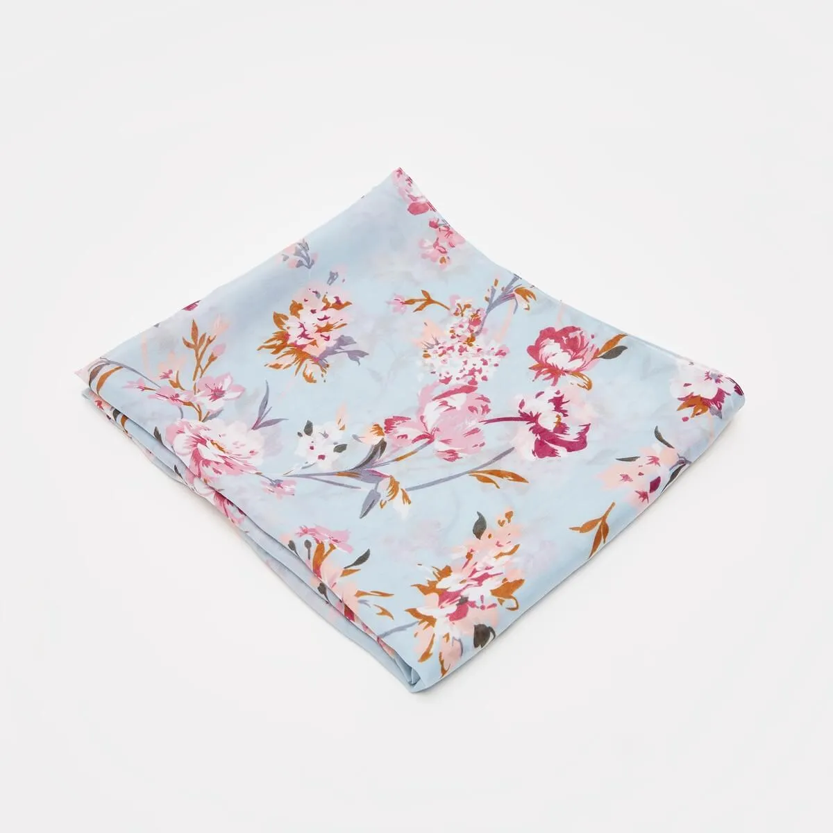 All Over Floral Print Scarf - Blue