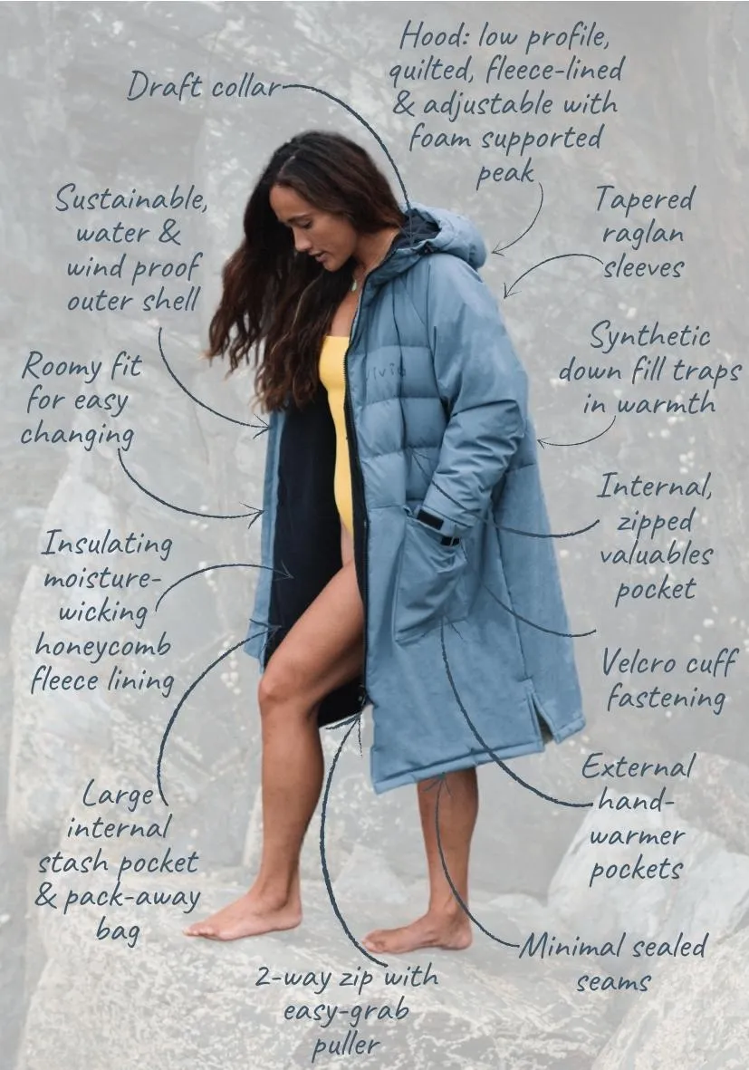 All Weather Puffer Changing Robe - Mineral Blue