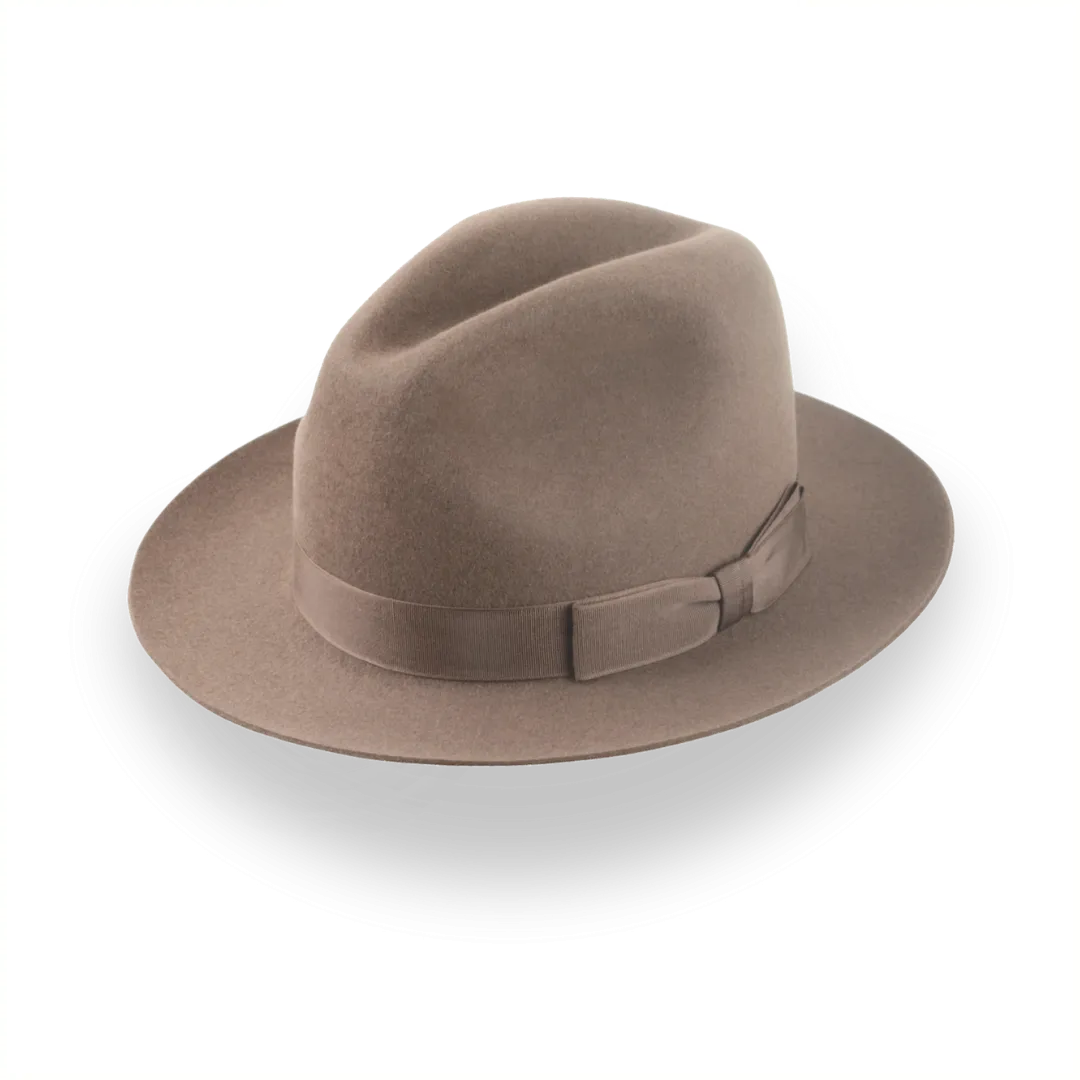 Artisanal Taupe Brown Fedora Hat with Center-Dent Crown | The Fortis