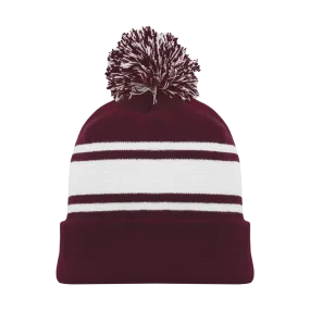 Athletic Knit (AK) A1830A-233 Adult Maroon/White Hockey Toque/Beanie