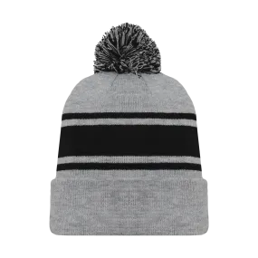 Athletic Knit (AK) A1830A-920 Adult Heather Grey/Black Hockey Toque/Beanie