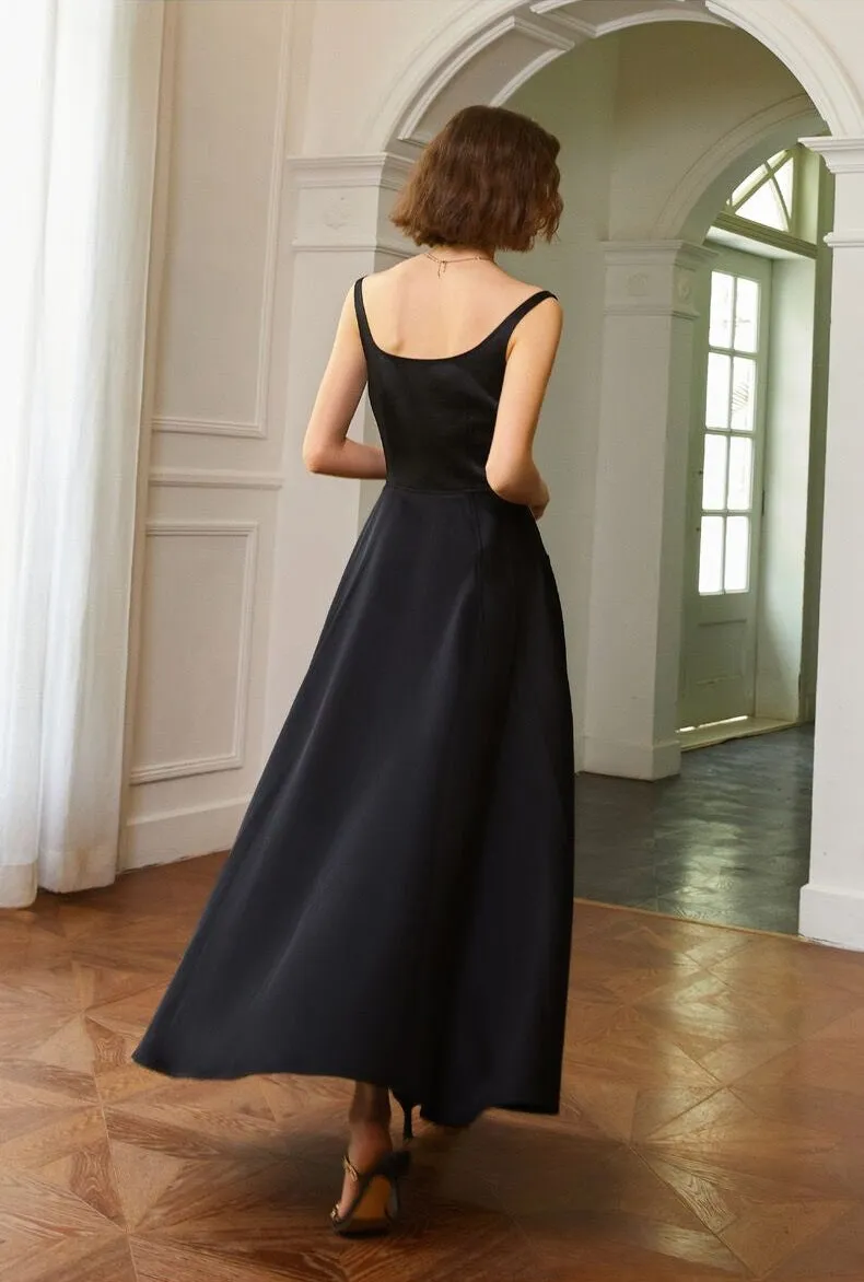 Audrey Hepburn Style Black 50s Vintage Dress with Pockets