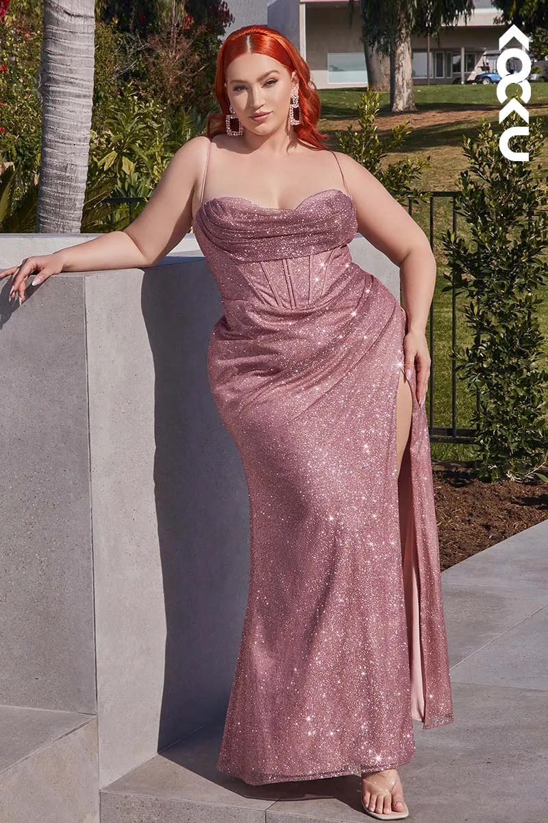 B4004 - Sweetheart Spaghetti Straps Sequined Long Bridesmaid Dress