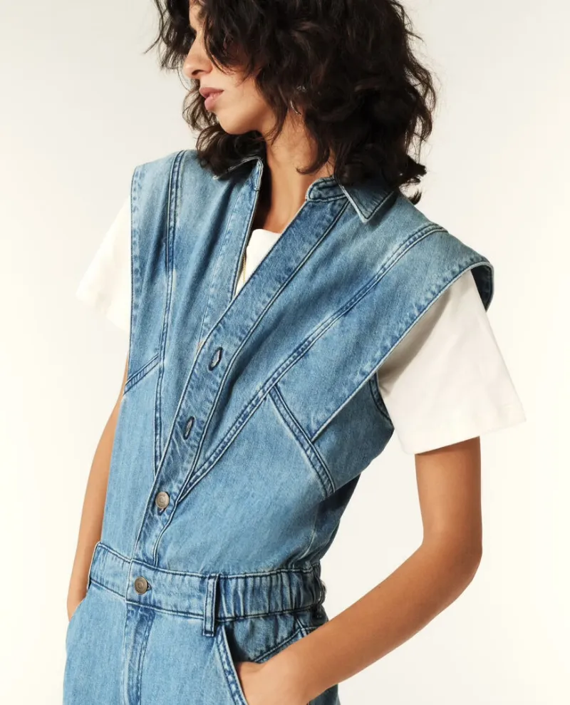 Ba&sh Figo Light Blue Denim Jumpsuit