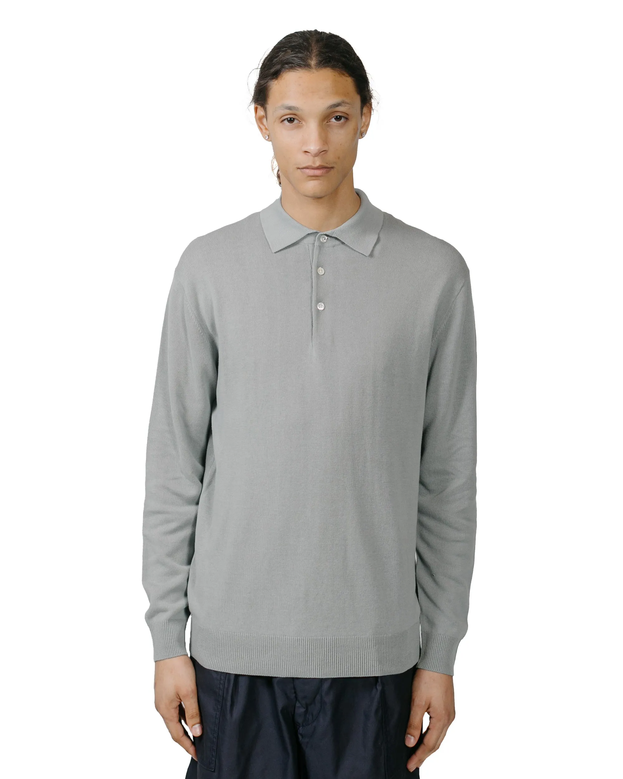 Beams Plus Knit Polo 12G Ice Blue