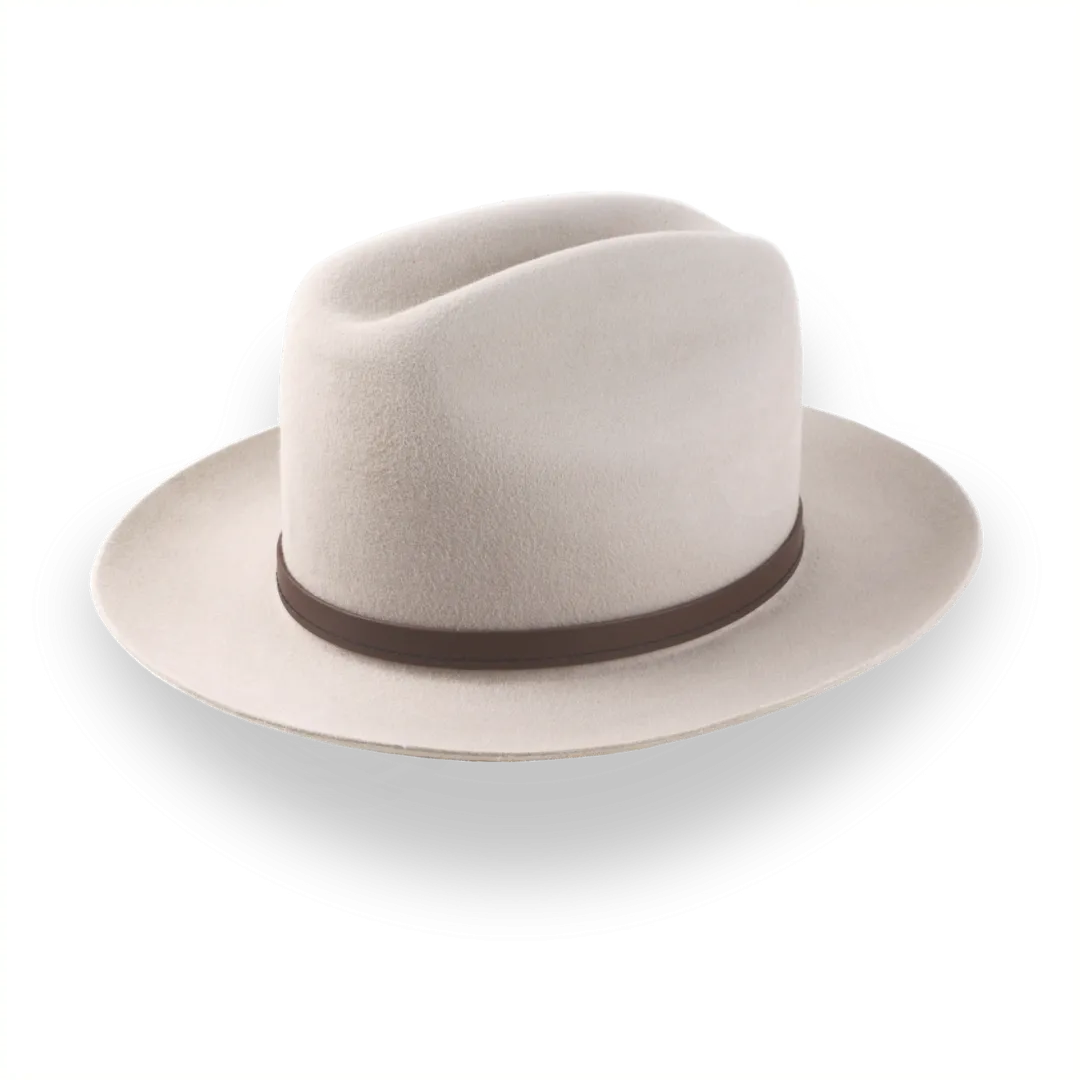 Beige Cowboy Fedora Hat with Artisanal Leather Hat Belt | The Patriot