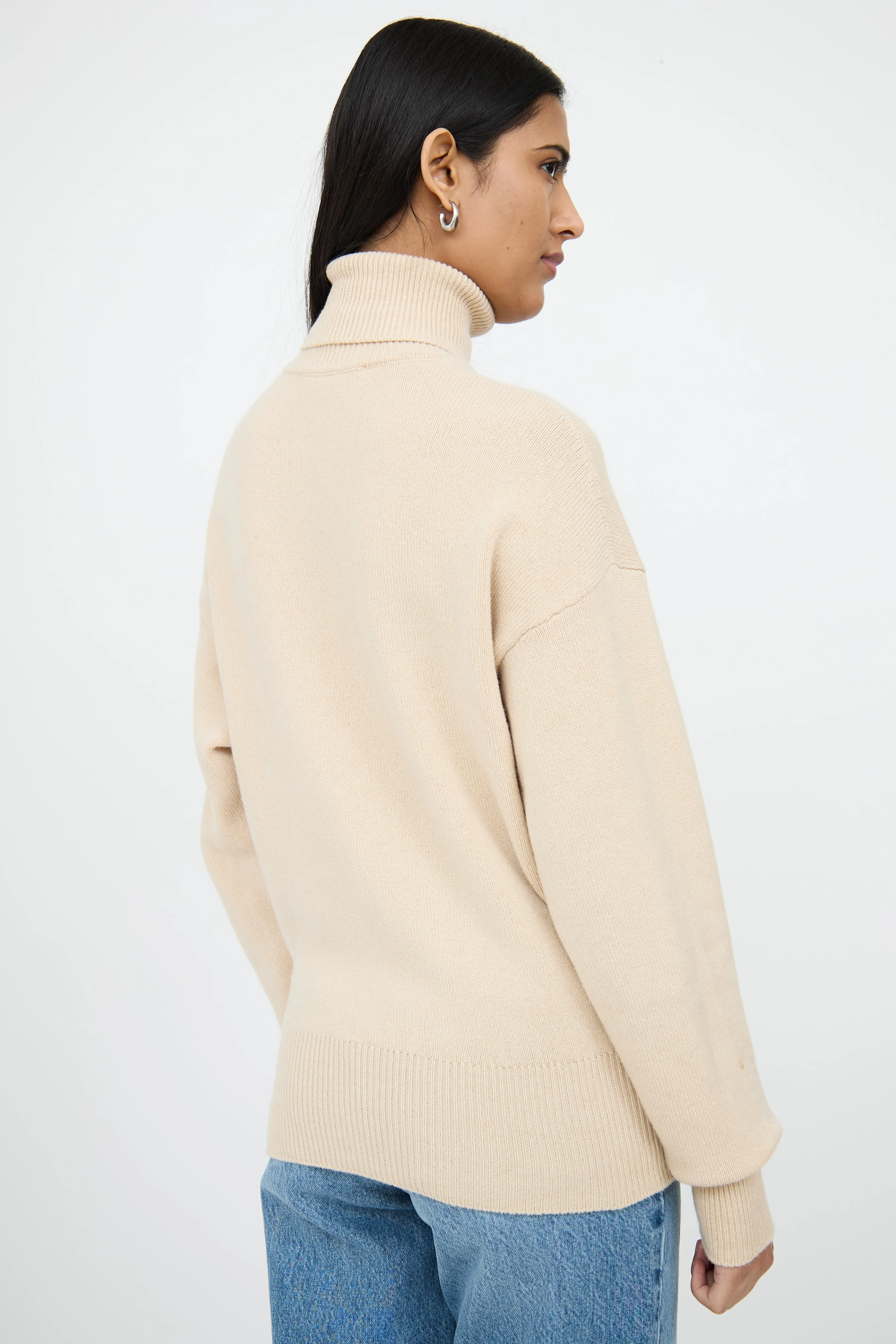 Beige Knit Turtleneck