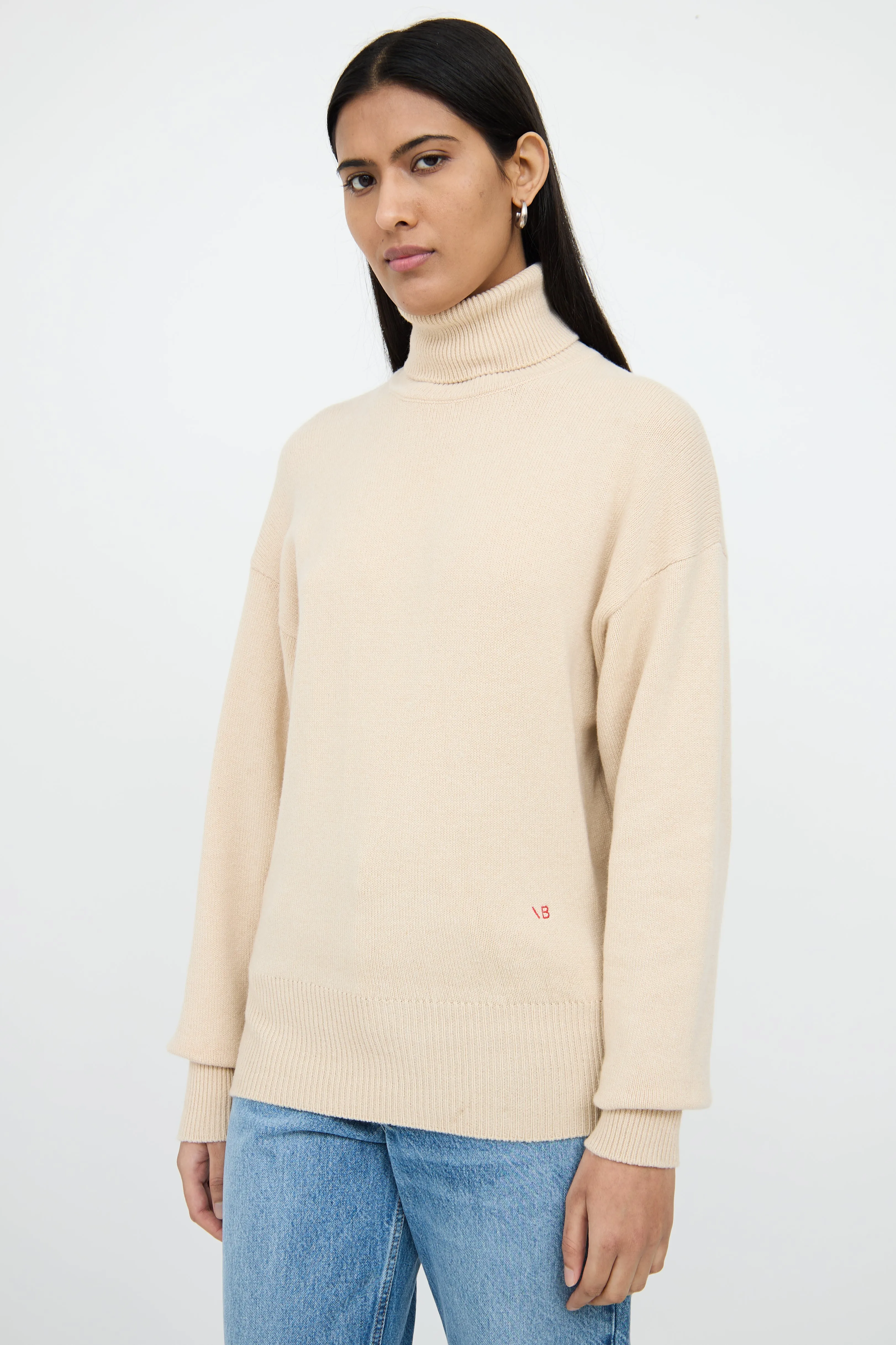 Beige Knit Turtleneck