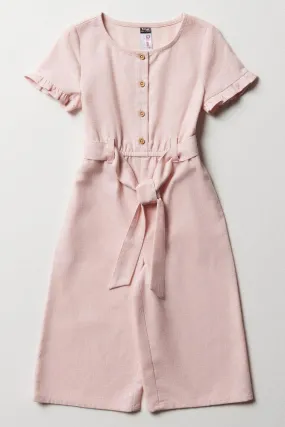 Belted Jumpsuit Light Pink