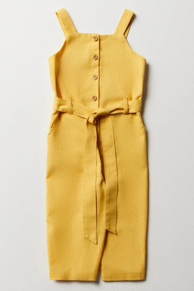 Belted Strappy Jumpsuit Yellow