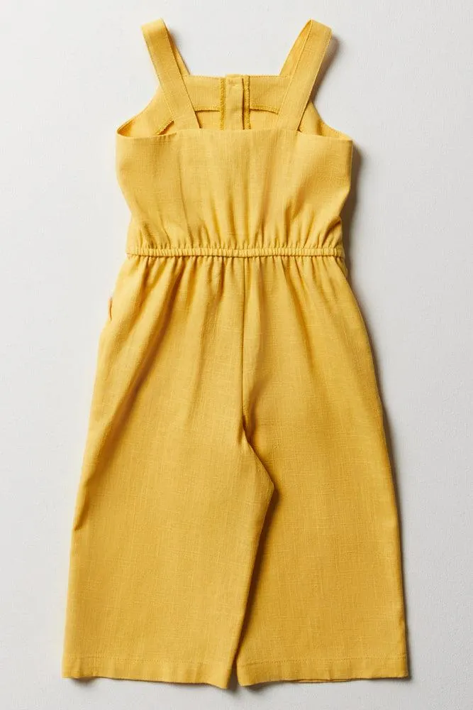 Belted Strappy Jumpsuit Yellow