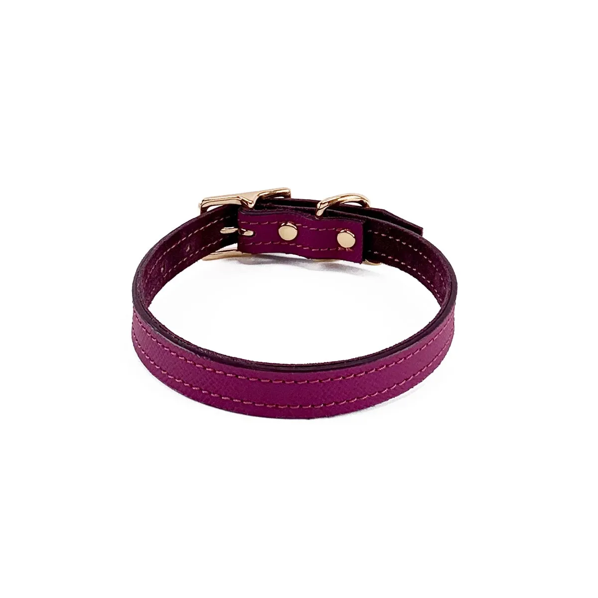 Beverly Classic Leather Dog Collar Amethyst