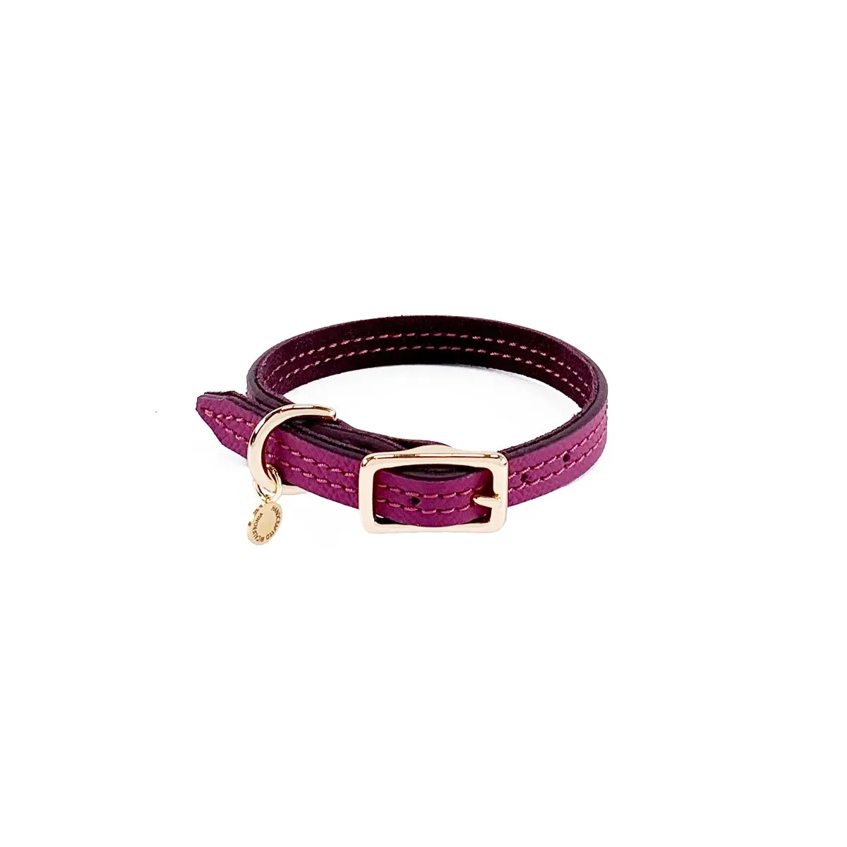 Beverly Classic Leather Dog Collar Amethyst