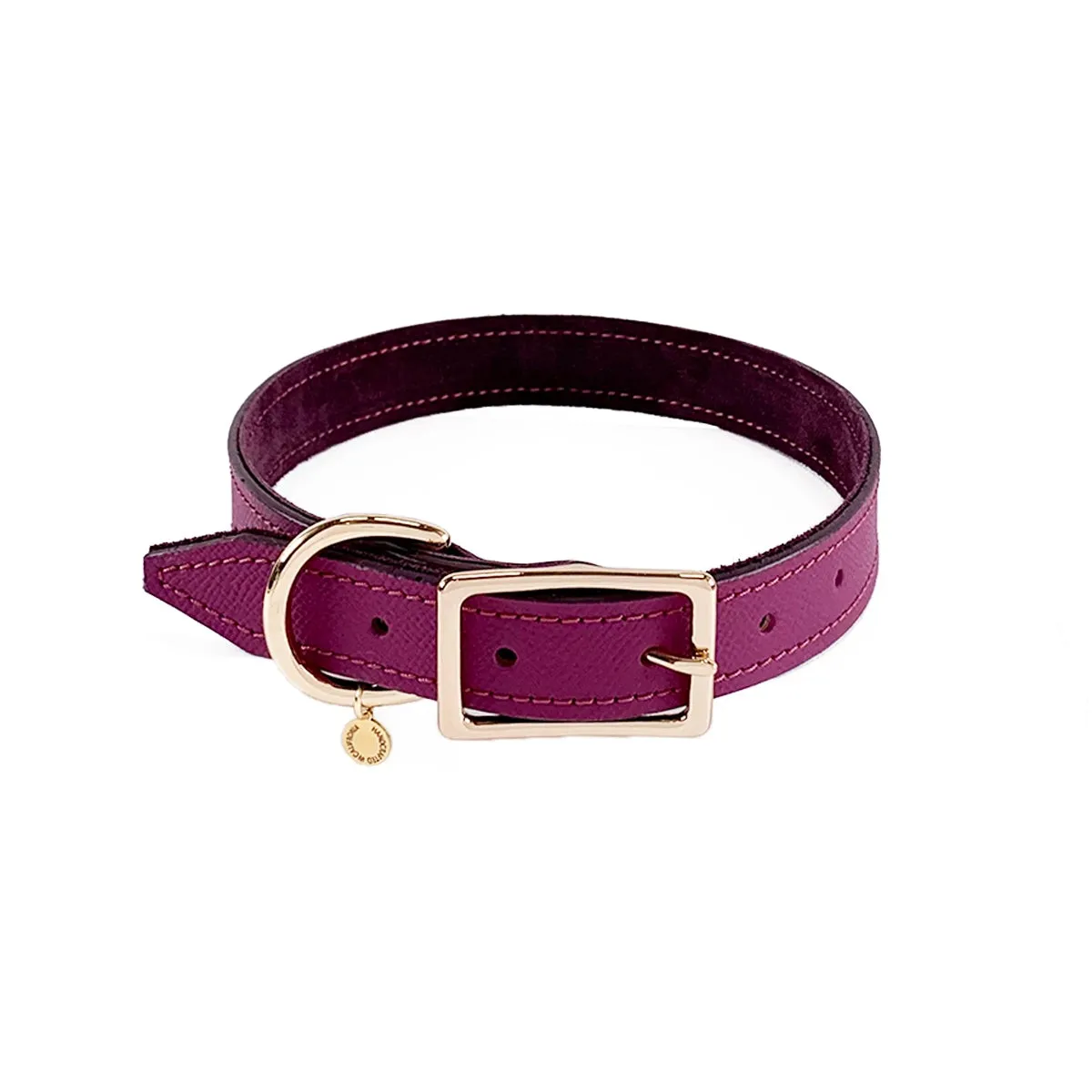 Beverly Classic Leather Dog Collar Amethyst