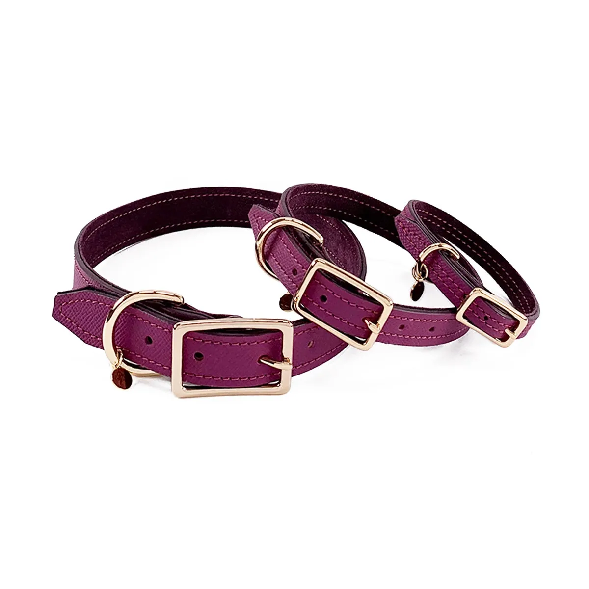 Beverly Classic Leather Dog Collar Amethyst