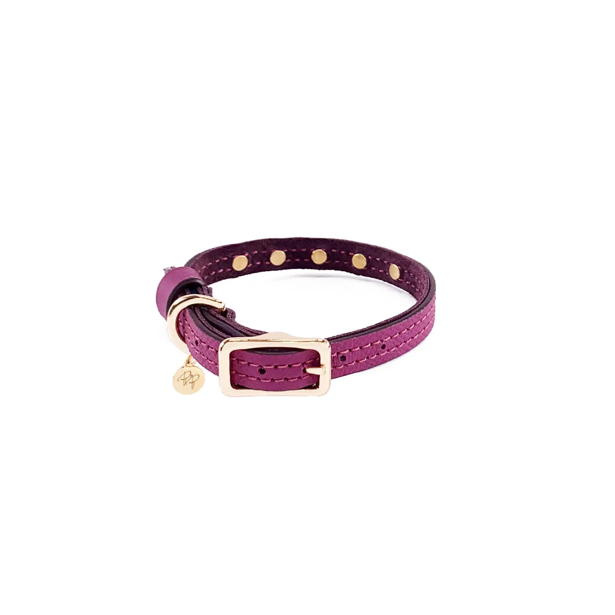 Beverly Classic Rhinestone Leather Dog Collar Amethyst