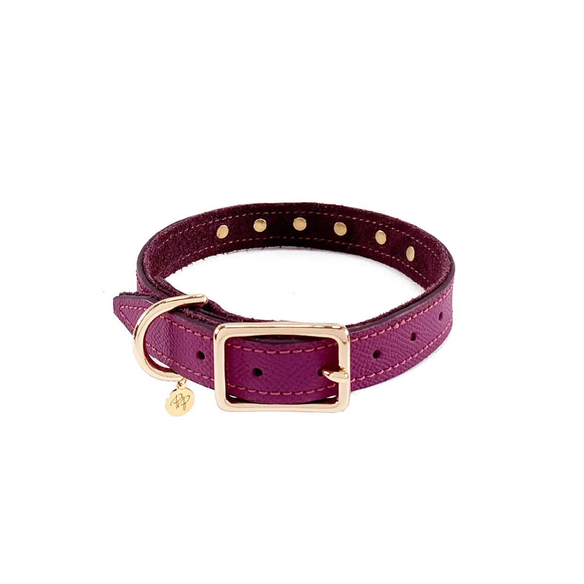 Beverly Classic Rhinestone Leather Dog Collar Amethyst