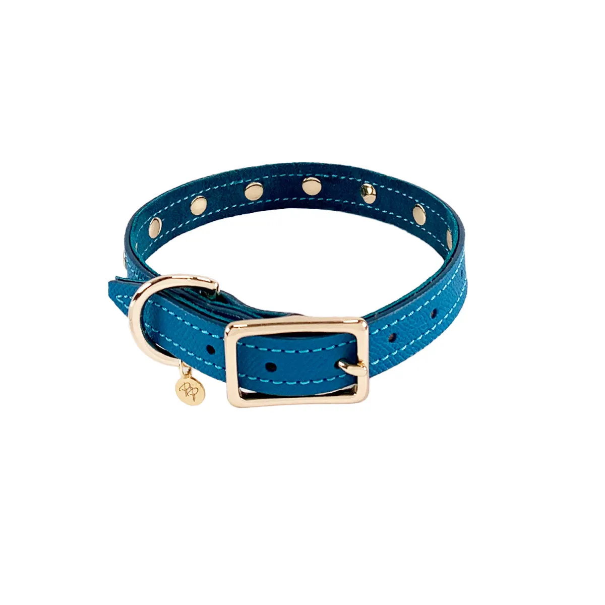 Beverly Classic Studded Leather Dog Collar Caribbean