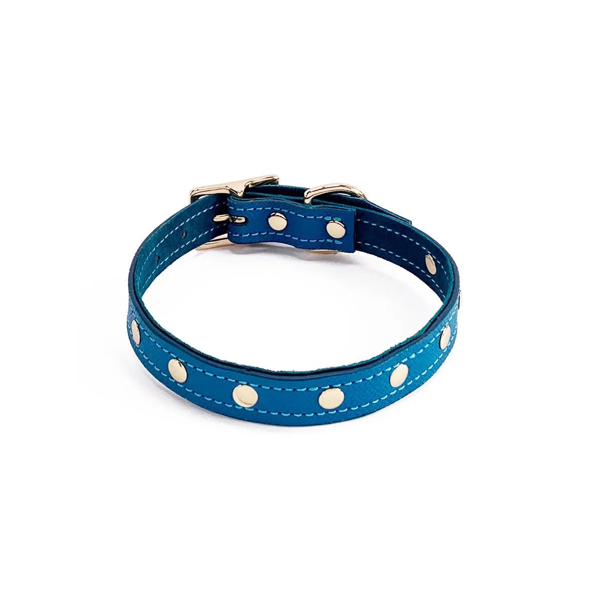 Beverly Classic Studded Leather Dog Collar Caribbean