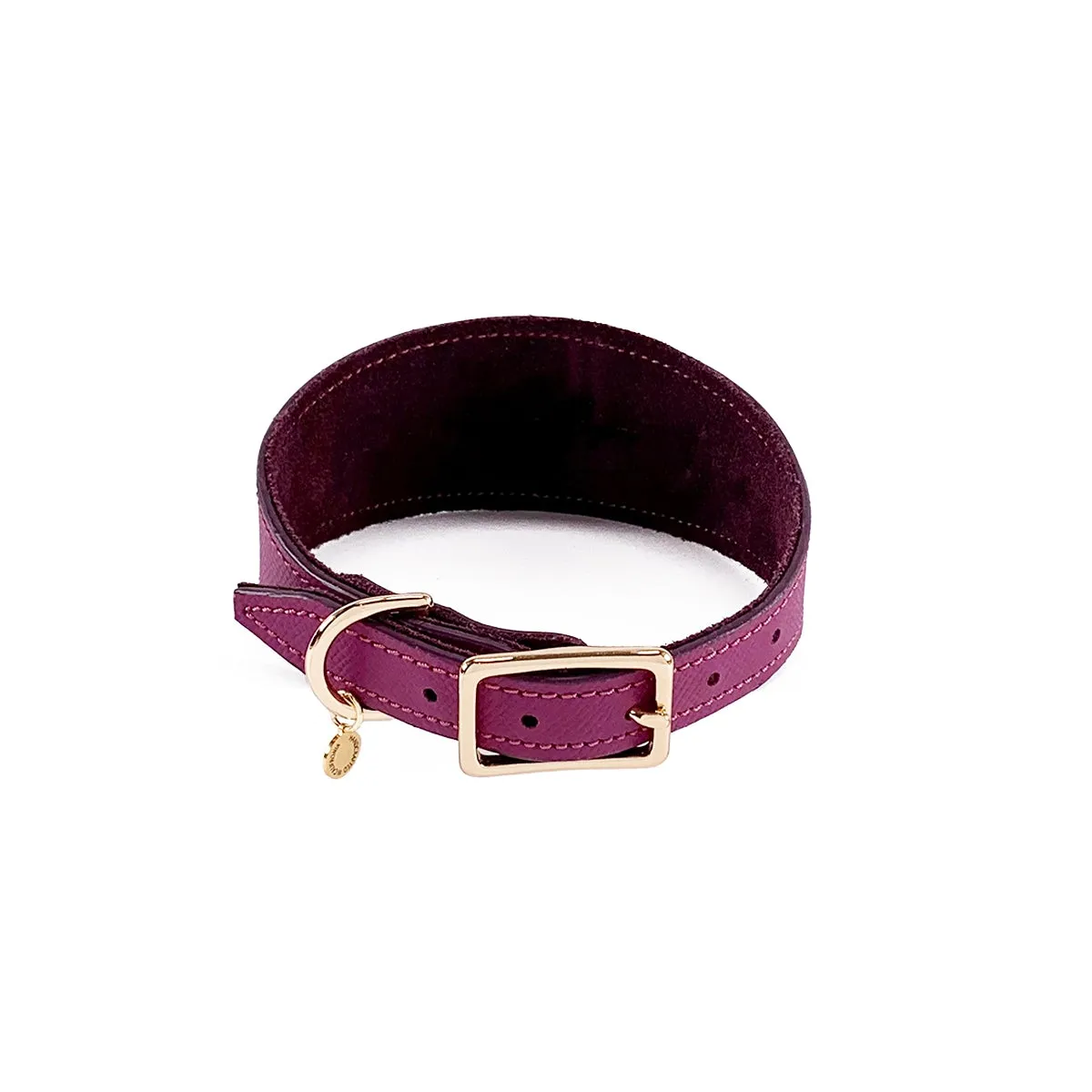 Beverly Fish Tail Leather Dog Collar Amethyst