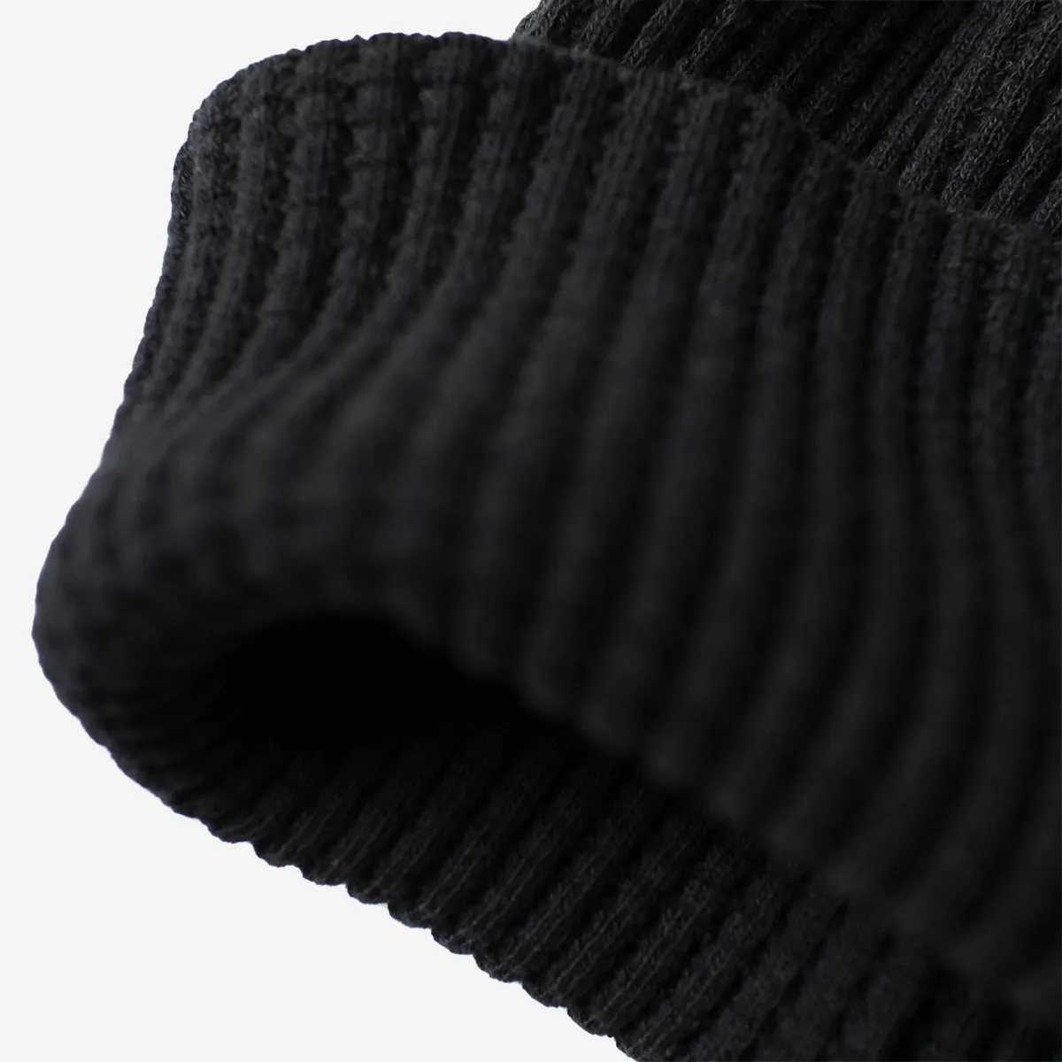 Big Waffle Knit Beanie - Black