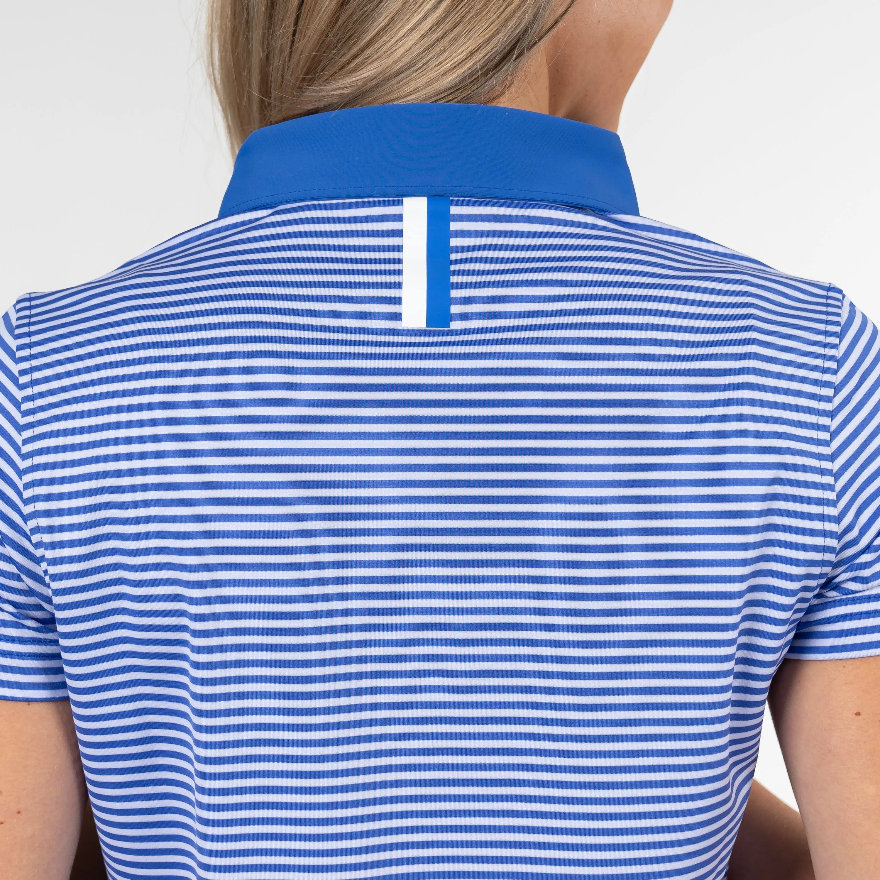 Birdie Stripe Performance Polo | The Birdie Stripe - Bunker Blue/White