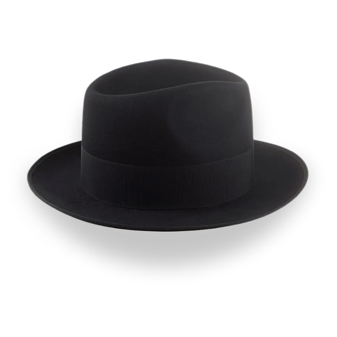 Black High Crown Fedora Hat with Custom Sizes | The Castor