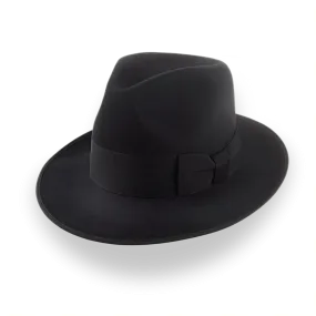 Black High Crown Fedora Hat with Custom Sizes | The Castor