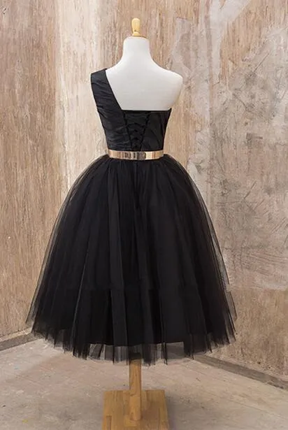 Black One Shoulder Short 8th Grade Gratuation Dress Homecoming Dress