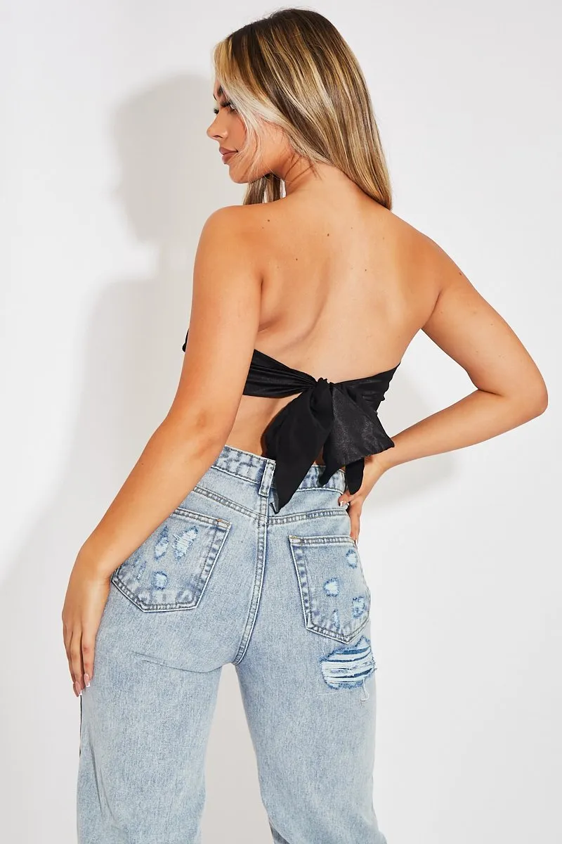 Black Satin Bandana Scarf Top - Leanna